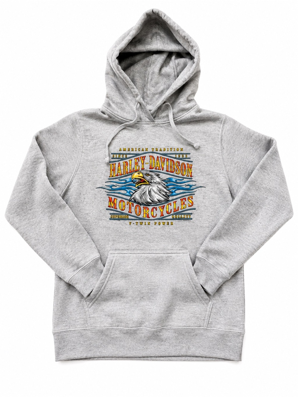 Harley-Davidson - Light Gray Eagle & Motorcycles Graphic Hoodie